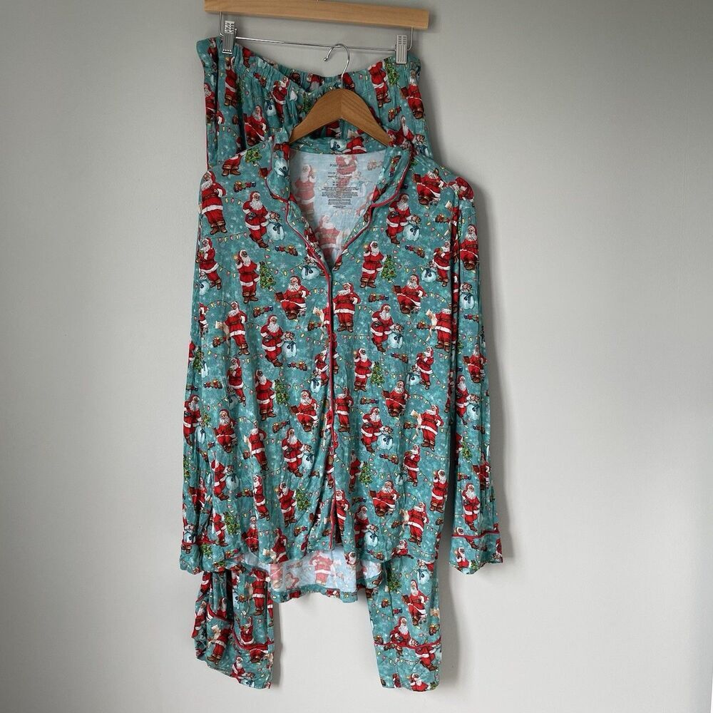 Posh Peanut 2 Piece Holiday Christmas St. Nick Santa Pajamas Set Bamboo Size XL